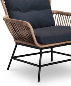 BUITEN Living Dex Wicker Loungestoel Tuin Incl. Wicker Voetenbank | Wicker + Aluminium | Bamboe Antraciet -Tuin Verkoop 1002x1200