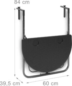 Relaxdays Balkontafel Inklapbaar, Balkon Tafel Rotan, Hangtafel Reling - Zwart -Tuin Verkoop 1006x1200 3