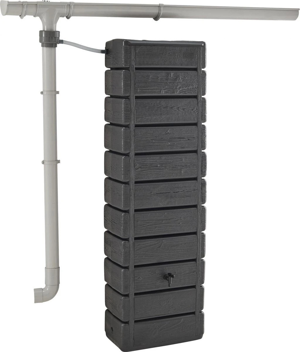 Regenton Muurtank, Grandval 300L, Antraciet Kunststof, Imitatiehout, Met Gootaansluitset Inbegrepen 8 Regenton Muurtank, Grandval 300L, Antraciet Kunststof, Imitatiehout, Met Gootaansluitset Inbegrepen - Afbeelding 6