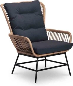 BUITEN Living Dex Wicker Loungestoel Tuin Incl. Wicker Voetenbank | Wicker + Aluminium | Bamboe Antraciet -Tuin Verkoop 1025x1200