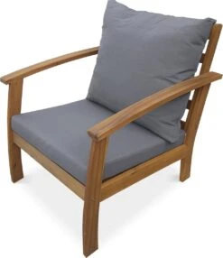 Houten Loungeset 4 Plaatsen - Ushuaïa - Grijs Kussens, Bank, Fauteuils En Lage Tafel Van Acacia, Design -Tuin Verkoop 1036x1200 1