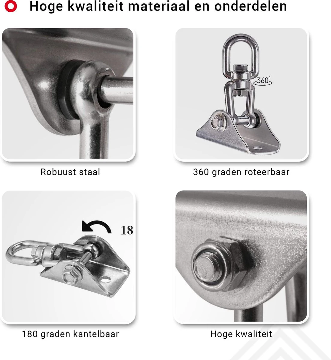Ophangsysteem - Plafondhaak RVS - Ophanghaak TRX - Hangstoel Buiten - Hangstoel Binnen – Schommelstoel - Schommel - Bokszakken - RVS - 300kg 4 Ophangsysteem - Plafondhaak RVS - Ophanghaak TRX - Hangstoel Buiten - Hangstoel Binnen – Schommelstoel - Schommel - Bokszakken - RVS - 300kg - Afbeelding 2