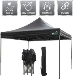 MaxxGarden Easy-up Partytent - 3x3m - Standaard - Waterdicht - Opvouwbaar - Inclusief Draagtas - Zwart -Tuin Verkoop 1109x1200 1