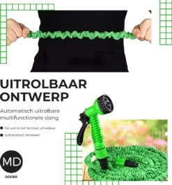 Uitrekbare Tuinslang Tot 15 Meter Van MD-goods ® - Tuinsproeier - Tuin Besproeien - Waterslang - Sproeikop - Groen - Flexibel Elastisch -Tuin Verkoop 1114x1200 4