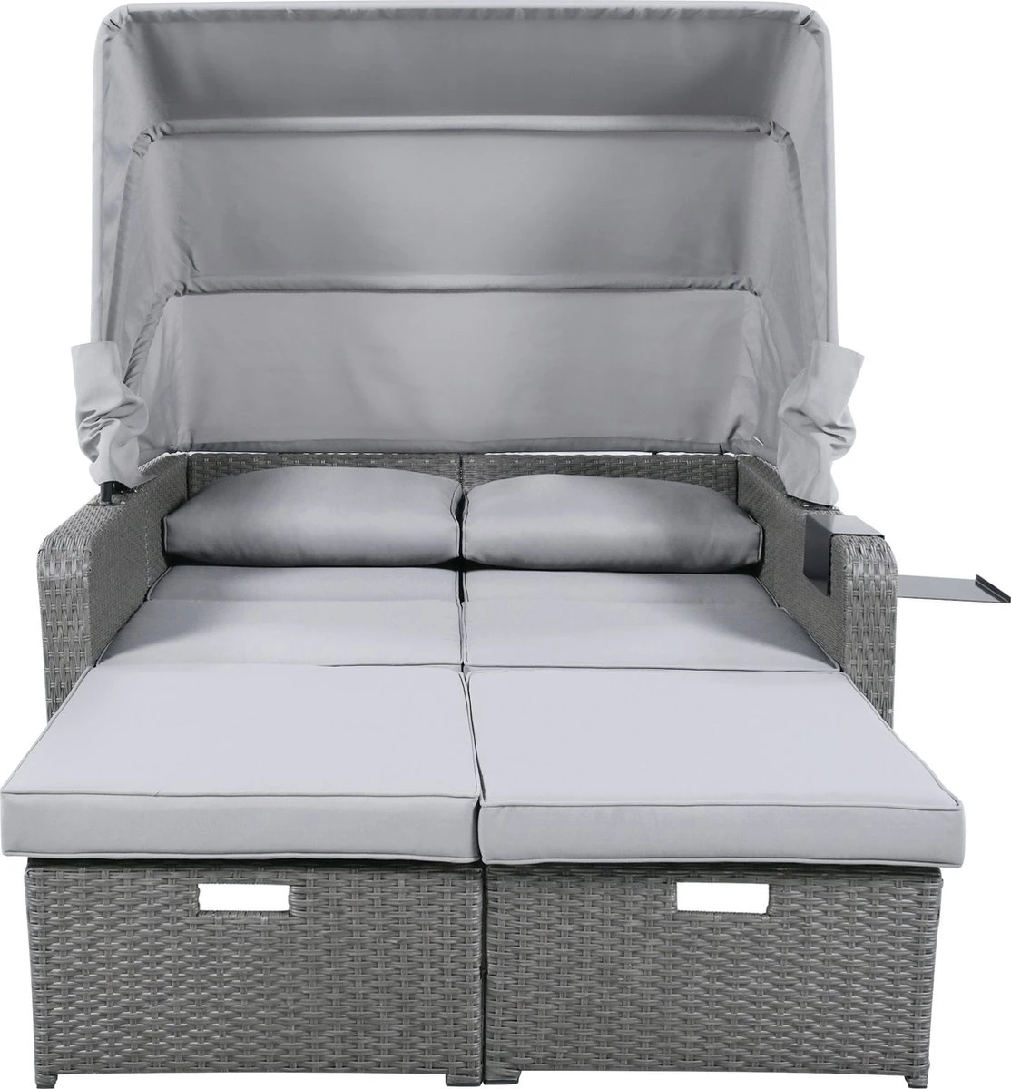 Polyrattan Patio Rieten Meubels Set Voor 2 Personen-Outdoor Rattan Sofa Set Met Intrekbare Luifel-lounge Bank-PE Rotan Loveseat Voor Achtertuin Veranda Tuin Zwembad Balkon-grijs 4 Polyrattan Patio Rieten Meubels Set Voor 2 Personen-Outdoor Rattan Sofa Set Met Intrekbare Luifel-lounge Bank-PE Rotan Loveseat Voor Achtertuin Veranda Tuin Zwembad Balkon-grijs - Afbeelding 2