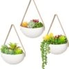 Plantenhanger Keramiek – Set Van 3 – Wit Steen- Hangpot – Hangende Bloempot Plantenpot - 3 Verschillende Koorden - 18 X 11 X 7 Cm -Tuin Verkoop 1116x1200 3