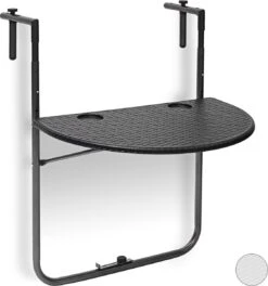 Relaxdays Balkontafel Inklapbaar, Balkon Tafel Rotan, Hangtafel Reling - Zwart -Tuin Verkoop 1123x1200