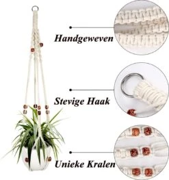 4 Stuks Luxe Macrame Plantenhangers - Boho Handgeweven Katoen Hangpot Voor Binnen/Buiten - Hangende Bloempot Met Kralen - Macramé Touw/Koord Hangplant Houder - Bohemian Wandhanger Decoratie - Plant Hanger - Verticale Tuin Bloempothouder Planthanger -Tuin Verkoop 1126x1200 3