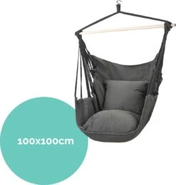 Hangmat Stoel - Hangstoel Voor Binnen Of Buiten - Incl. 2 Kussens - Zwart/Grijs Antraciet -Tuin Verkoop 1141x1200