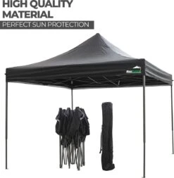 MaxxGarden Easy-up Partytent - 3x3m - Standaard - Waterdicht - Opvouwbaar - Inclusief Draagtas - Zwart -Tuin Verkoop 1173x1200