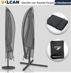 Volcan Parasolhoes Voor Zweefparasol - Tot 300cm - Waterdicht - Oxford 420D - Met Rits, Trekkoord En Stok - Zwart -Tuin Verkoop 1174x1200