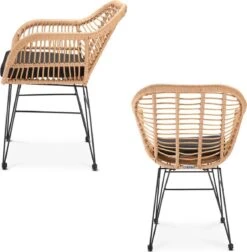 Casaria Tuinset Bali 3 Delig – 1 Tafel/2 Stoelen – Naturel Zwart -Tuin Verkoop 1175x1200