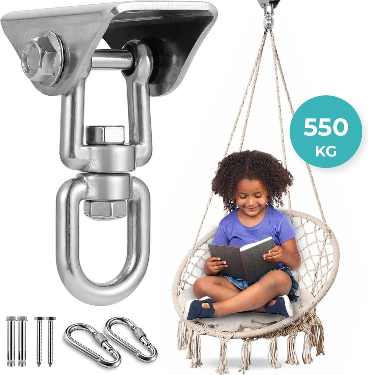 AVINT GOODS RVS Ophangsysteem Plafondhaak Bokszak – Schroefhaak & Ophanghaak Hangstoel – Muurhaak Binnen & Buiten - 550KG 3 AVINT GOODS RVS Ophangsysteem Plafondhaak Bokszak – Schroefhaak & Ophanghaak Hangstoel – Muurhaak Binnen & Buiten - 550KG