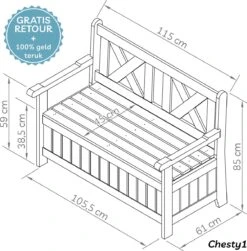Needs&wants® Houten Tuinbank Met Opbergruimte, 2-zits Kistbank Houten Klassieke Bank Opslag, Grote Tuinopbergbank Van Massief Hout Weerbestendig Voor Buiten Tuin, Balkon, Terras, 115x61x85 Cm, Donker-bruin -Tuin Verkoop 1180x1200
