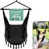 Vita5 XXL Hangstoel - Binnen&Buiten Hangnest - Incl. 2 Kussens En Boekenvak - Volwassenen&Kinderen - Hangmatstoel Tot 225kg - Zwart -Tuin Verkoop 1181x1200