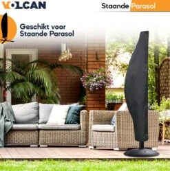 Volcan Parasolhoes Voor Zweefparasol - Tot 300cm - Waterdicht - Oxford 420D - Met Rits, Trekkoord En Stok - Zwart -Tuin Verkoop 1190x1200 4