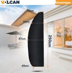 Volcan Parasolhoes Voor Zweefparasol - Tot 300cm - Waterdicht - Oxford 420D - Met Rits, Trekkoord En Stok - Zwart -Tuin Verkoop 1190x1200 5
