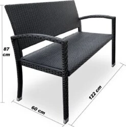 Casaria Polyrattan Tuinbank – 2 Zits UV-bestendig - Zwart -Tuin Verkoop 1190x1200 6