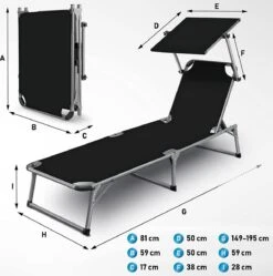 Sens Design Zonnebed - Ligbed Inklapbaar Met Zonneklep - Zwart -Tuin Verkoop 1191x1200 3