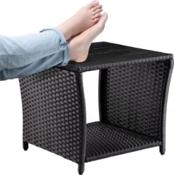 Casaria Polyrattan Bijzettafel - WPC Tafelblad 45x45x40cm – Zwart -Tuin Verkoop 1191x1200 4