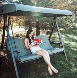 SORARA® Luxe Schommelbank Met Zonnescherm - Bruin - Zware Kwaliteit. -Tuin Verkoop 1192x1200