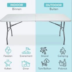 LifeGoods Klaptafel - Inklapbaar - 70x180cm - Verstelbare Vouwtafel - Weerbestendig - Wit -Tuin Verkoop 1193x1200 2