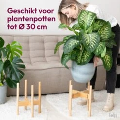 Gadgy Bamboe Plantenstandaard 2 St - Plantentafel - Plantentafeltje Voor Binnen - Plantenrek - Uitschuifbaar - Hout - Ø 20 Tot 30 Cm -Tuin Verkoop 1198x1200 23
