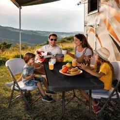 Lenx Klaptafel - Inklapbare Tafel - Opvouwbare Tuintafel - Vouwtafel - Inclusief Handvat En 2 Tafelkleden - 180x75x74cm - 6 Tot 8 Personen -Tuin Verkoop 1199x1200 3