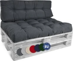 Beautissu Style – Palletkussen Set – 1x Zitkussen 120x80 Cm & 1x Rugkussen 120x40 Cm – Graphiet Grijs