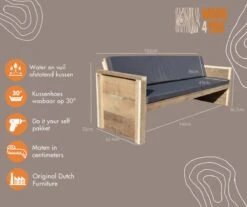 Wood4you - Tuinbank - Ameland - 'Doe Het Zelf' Bouwpakket Steigerhout 152Lx72Hx57D Cm - Incl Kussen 16 Wood4you - Tuinbank - Ameland - 'Doe Het Zelf' Bouwpakket Steigerhout 152Lx72Hx57D Cm - Incl Kussen -Tuin Verkoop 1200x1005 6