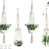 4 Stuks Luxe Macrame Plantenhangers - Boho Handgeweven Katoen Hangpot Voor Binnen/Buiten - Hangende Bloempot Met Kralen - Macramé Touw/Koord Hangplant Houder - Bohemian Wandhanger Decoratie - Plant Hanger - Verticale Tuin Bloempothouder Planthanger -Tuin Verkoop 1200x1015