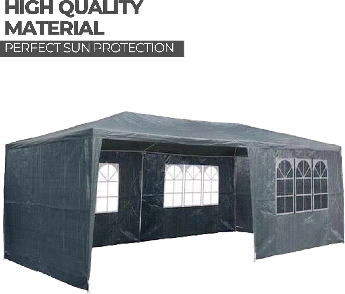 MaxxGarden Partytent - Paviljoen - 3x6m - Incl. Zijwanden - Waterdicht - Antraciet 7 MaxxGarden Partytent - Paviljoen - 3x6m - Incl. Zijwanden - Waterdicht - Antraciet - Afbeelding 5