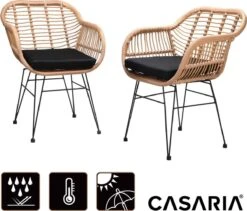 Casaria Polyrotan Kuipstoel Bali - Met Kussens – 2 Stuks -Tuin Verkoop 1200x1025