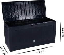 Opbergbox 310L UV-Bestendig Weerbestendig Wielen Tuinbox Rotan-look Antraciet -Tuin Verkoop 1200x1031