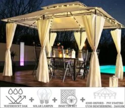El Jardin - Partytent - 4x3 - Waterdicht Dak - Wanden - Beige Paviljoen 9 El Jardin - Partytent - 4x3 - Waterdicht Dak - Wanden - Beige Paviljoen -Tuin Verkoop 1200x1042