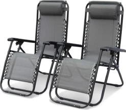 Alice's Garden Campingstoel PATRICK - Set Van 2 - Opvouwbaar - Verstelbaar - Grijs