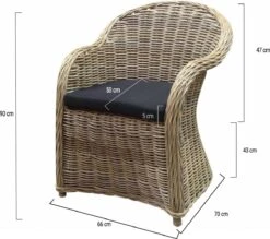 Roma Dining Tuinstoel Naturel Rotan - Suntech Kussen -Tuin Verkoop 1200x1065 2