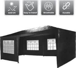 MaxxGarden Partytent - Paviljoen - 3x6m - Incl. Zijwanden - Waterdicht - Zwart -Tuin Verkoop 1200x1068 1