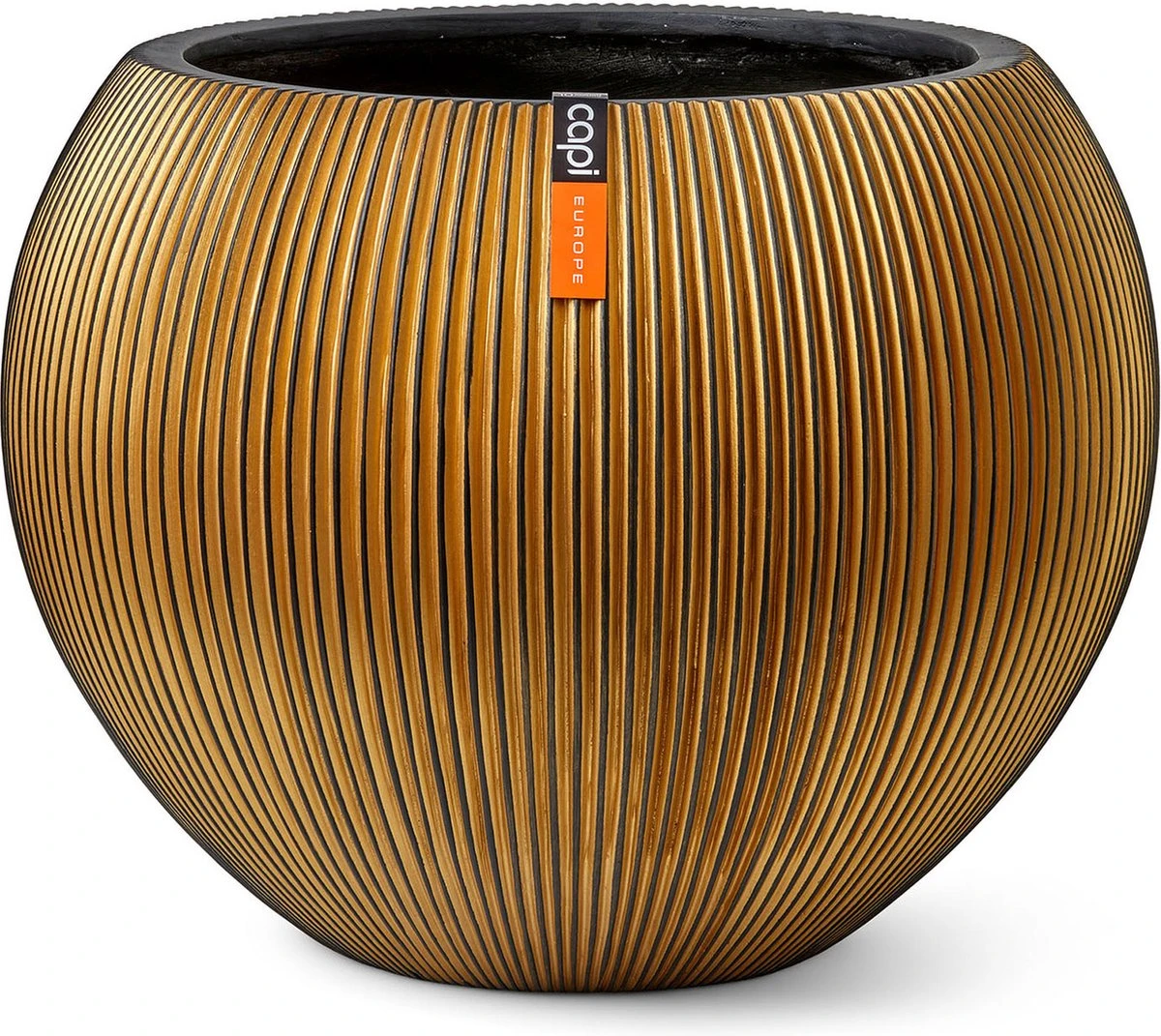 Capi Europe - Vaas Bol Groove XL - 63x51 - Goud - Bloempot Voor Binnen - Opening ⌀42 - GVGB271 3 Capi Europe - Vaas Bol Groove XL - 63x51 - Goud - Bloempot Voor Binnen - Opening ⌀42 - GVGB271