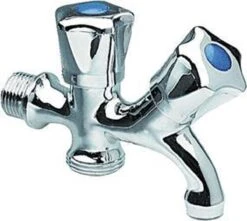 Dubbele Tapkraan Bonfix - 1/2" Muuraansluiting - 3/4" Onderaansluiting -Tuin Verkoop 1200x1073 1