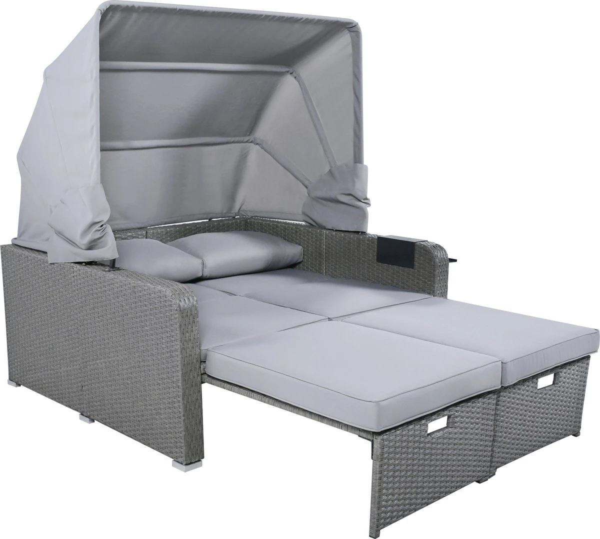 Polyrattan Patio Rieten Meubels Set Voor 2 Personen-Outdoor Rattan Sofa Set Met Intrekbare Luifel-lounge Bank-PE Rotan Loveseat Voor Achtertuin Veranda Tuin Zwembad Balkon-grijs 16 Polyrattan Patio Rieten Meubels Set Voor 2 Personen-Outdoor Rattan Sofa Set Met Intrekbare Luifel-lounge Bank-PE Rotan Loveseat Voor Achtertuin Veranda Tuin Zwembad Balkon-grijs - Afbeelding 14