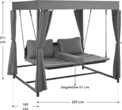 Schommelbank / Ligbank Kassandra - Donkergrijs -Tuin Verkoop 1200x1081