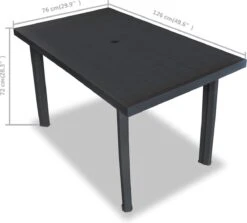 VidaXL Tuintafel 126x76x72 Cm Kunststof Antraciet -Tuin Verkoop 1200x1082