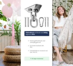 Plafondhaak - Ophangen Bokszak, Schommel En Hangstoel - Ophangsysteem - Ophanghaak - Plafondbeugel - RVS – 500kg Tilgewicht -Tuin Verkoop 1200x1087