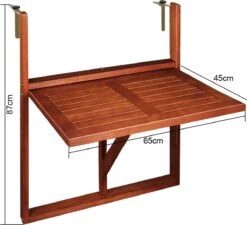 Merkloos Casaria Balkontafel - FSC®-Gecertificeerd Acaciahout – Hangend – Bruin -Tuin Verkoop 1200x1091