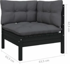 VidaXL 3-delige Loungeset Met Kussens Massief Grenenhout Zwart 22 VidaXL 3-delige Loungeset Met Kussens Massief Grenenhout Zwart -Tuin Verkoop 1200x1103