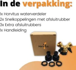 Horvitus Waterverdeler 2 Weg - Y Stuk Kraan Splitter - Voor Europese Kranen - Messing -Tuin Verkoop 1200x1111