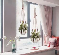 4 Stuks Luxe Macrame Plantenhangers - Boho Handgeweven Katoen Hangpot Voor Binnen/Buiten - Hangende Bloempot Met Kralen - Macramé Touw/Koord Hangplant Houder - Bohemian Wandhanger Decoratie - Plant Hanger - Verticale Tuin Bloempothouder Planthanger -Tuin Verkoop 1200x1117 3
