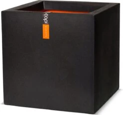 Capi Europe - Bloempot Vierkant Smooth NL - 50x50x50 - Zwart - Voor Binnen En Buiten - KBL904