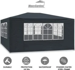MaxxGarden Partytent - Paviljoen - 3x4m - Incl. Zijwanden - Waterdicht - Antraciet -Tuin Verkoop 1200x1129 1